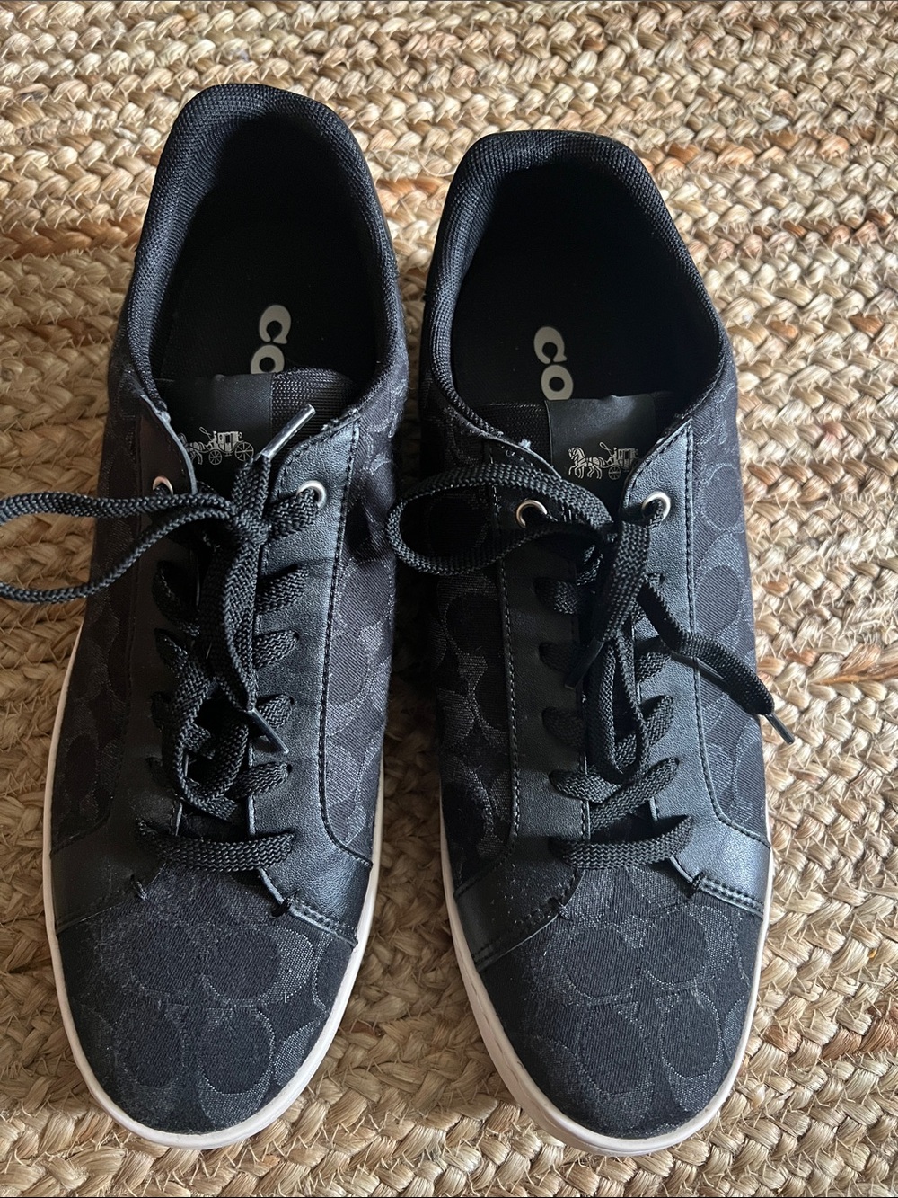 Coach Black Signature Low-Top Sneakers with White Sole